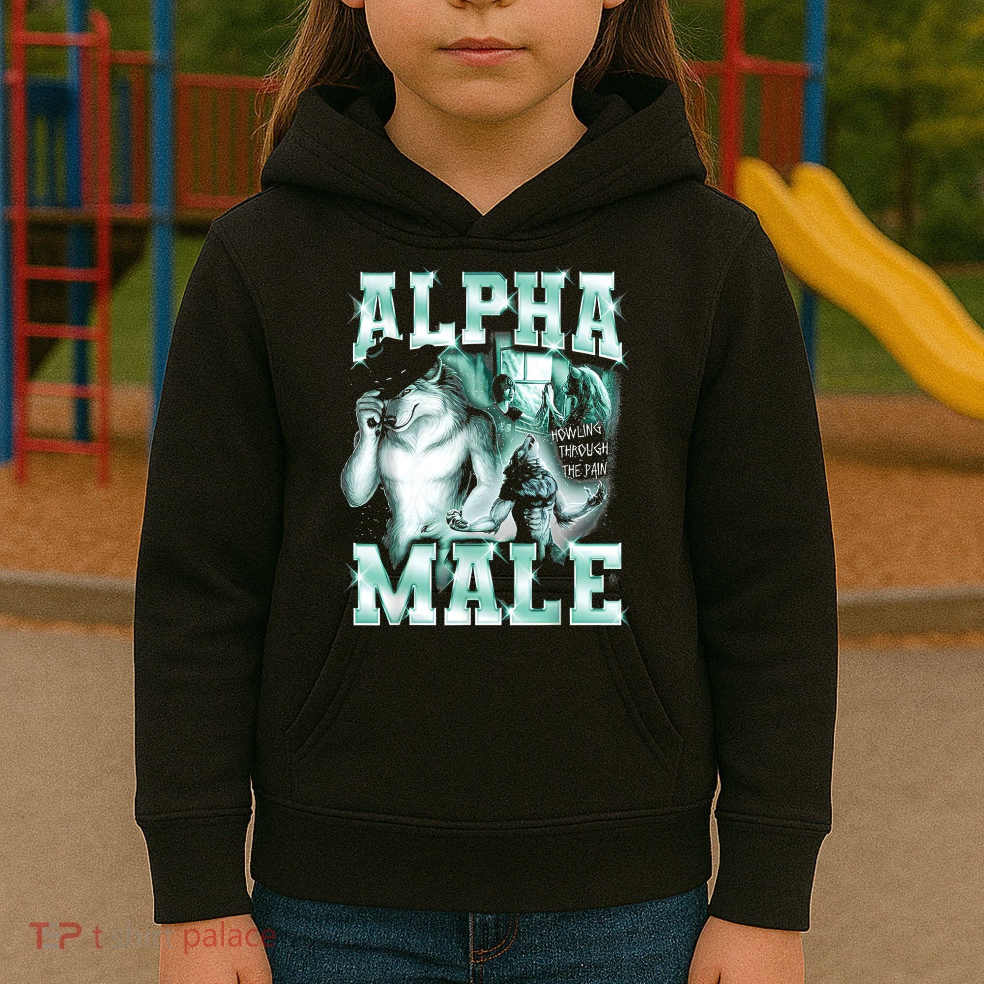 Alpha Male Wolf Meme Kids Hoodie