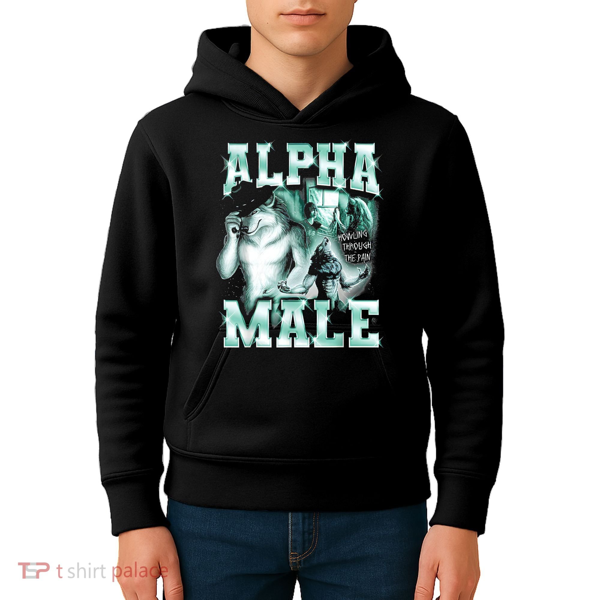 Alpha Male Wolf Meme Kids Hoodie