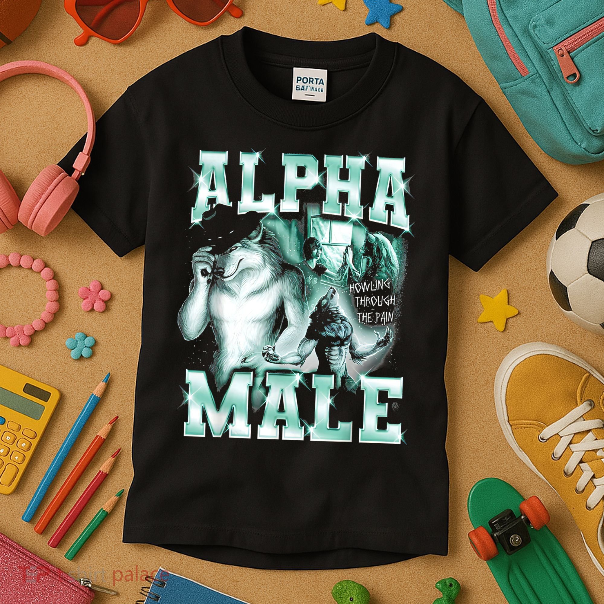 Alpha Male Wolf Meme Kids T-Shirt