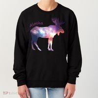 Alaska Moose Within The Borealis And The Polar Sky Women's Sweatshirt thumb 0