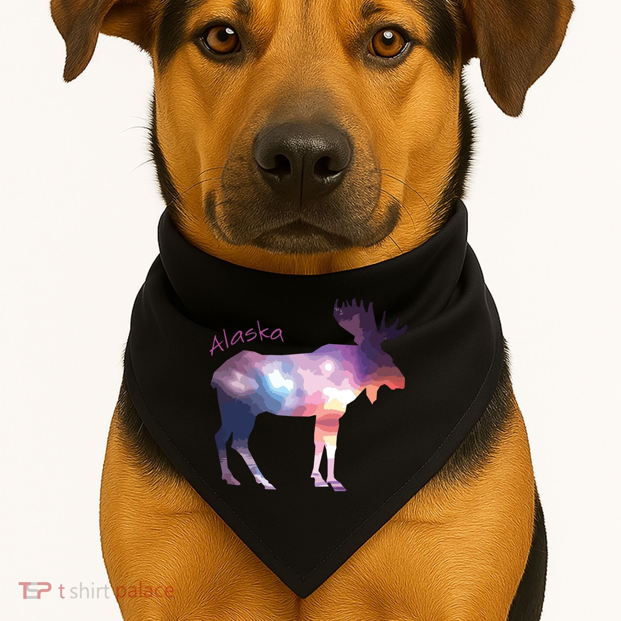 Alaska Moose Within The Borealis And The Polar Sky USA-Made Doggie Bandana