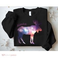 Alaska Moose Within The Borealis And The Polar Sky Sweatshirt thumb 2