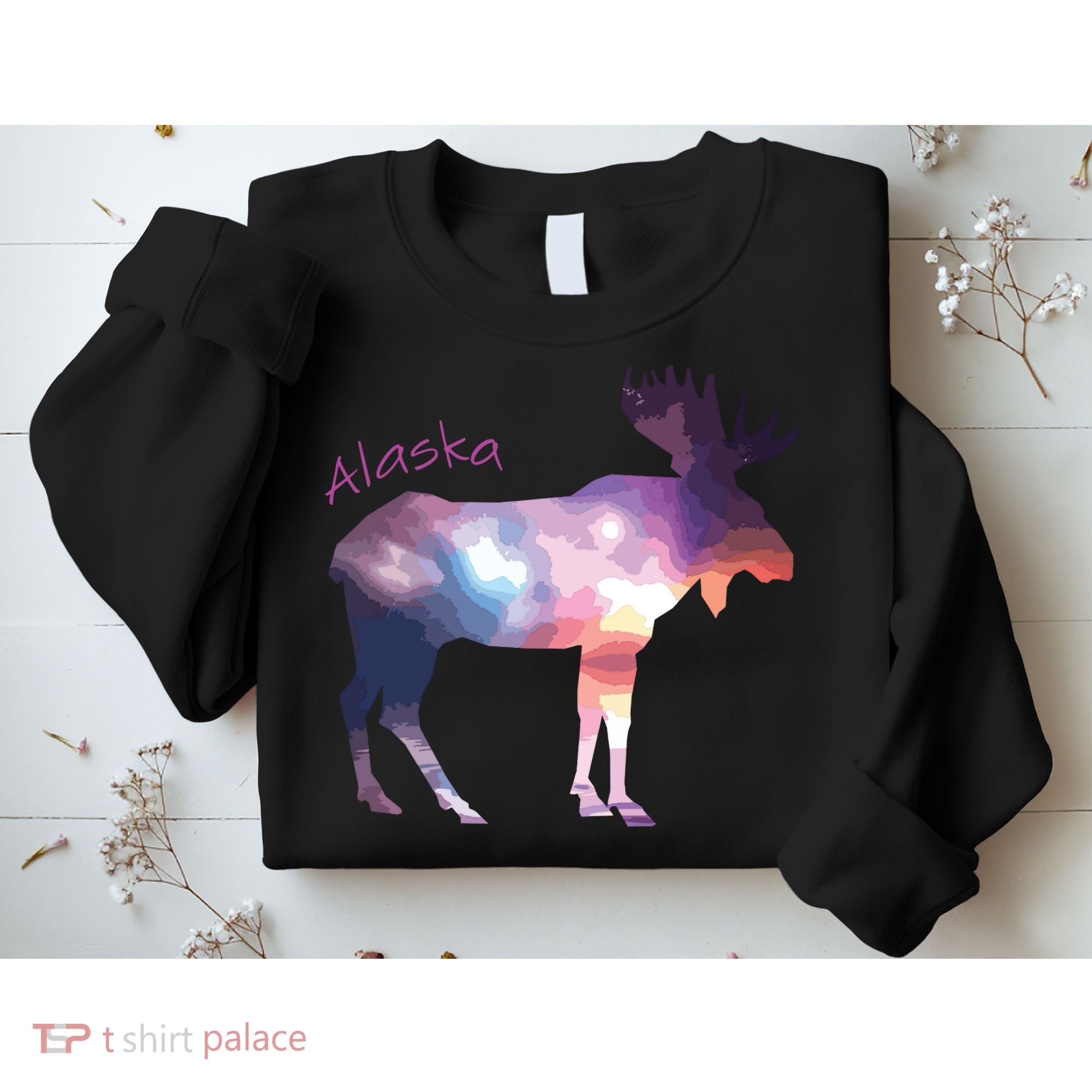 Alaska Moose Within The Borealis And The Polar Sky Sweatshirt