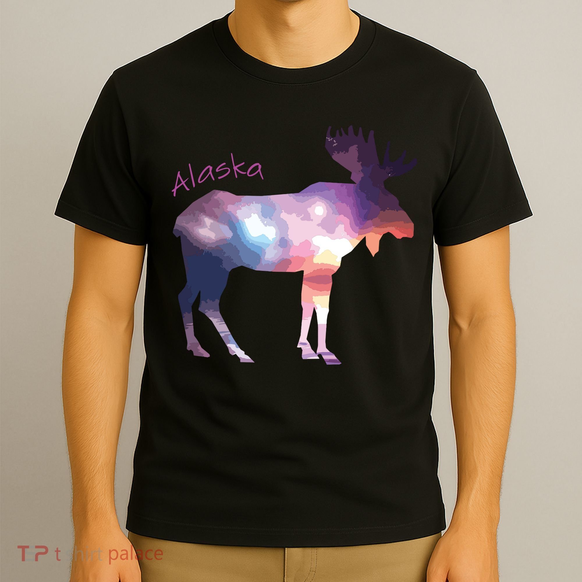 Alaska Moose Within The Borealis And The Polar Sky T-Shirt