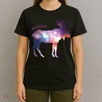 Alaska Moose Within The Borealis And The Polar Sky T-Shirt thumb 4
