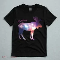 Alaska Moose Within The Borealis And The Polar Sky T-Shirt thumb 5