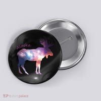 Alaska Moose Within The Borealis And The Polar Sky Button thumb 0