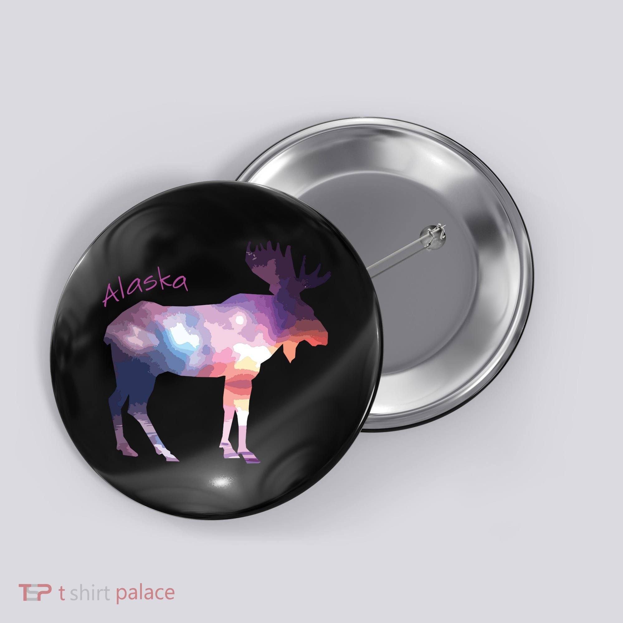 Alaska Moose Within The Borealis And The Polar Sky Button