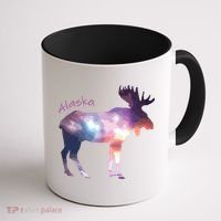 Alaska Moose Within The Borealis And The Polar Sky Coffee Mug thumb 1