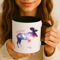 Alaska Moose Within The Borealis And The Polar Sky Coffee Mug thumb 3