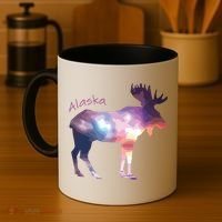 Alaska Moose Within The Borealis And The Polar Sky Coffee Mug thumb 4