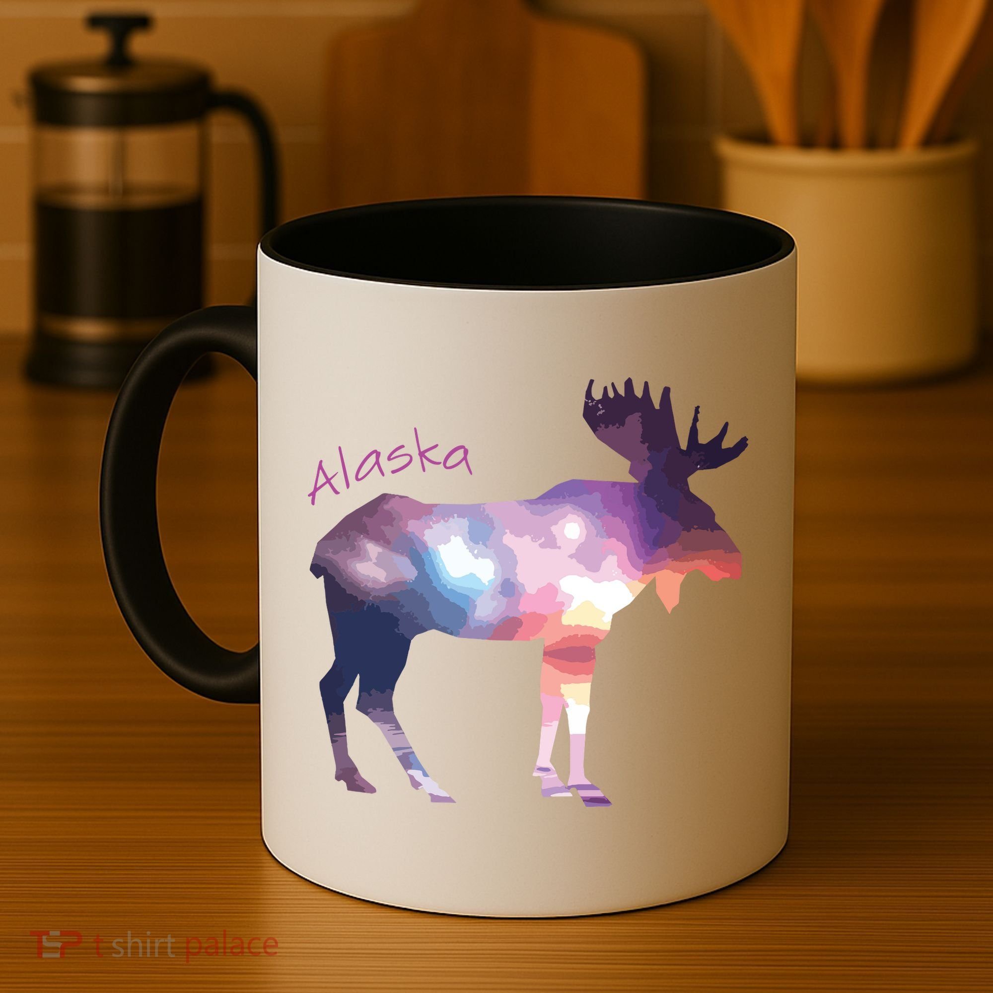 Alaska Moose Within The Borealis And The Polar Sky Coffee Mug