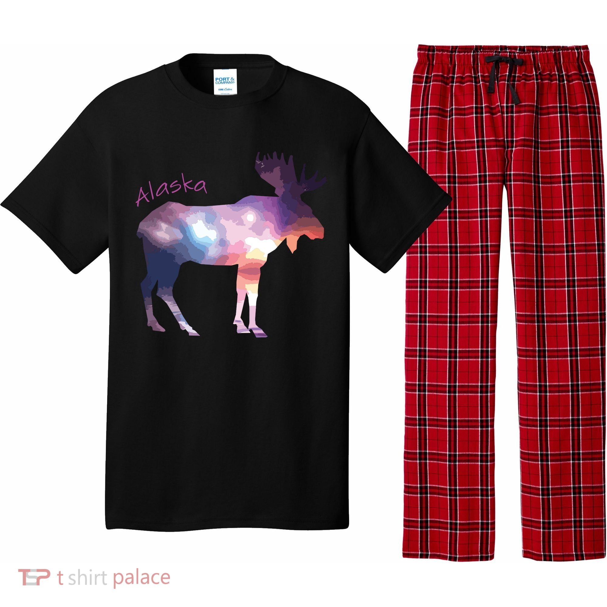 Alaska Moose Within The Borealis And The Polar Sky Pajama Set