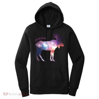 Alaska Moose Within The Borealis And The Polar Sky Women's Hoodie