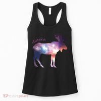 Alaska Moose Within The Borealis And The Polar Sky Women's Tank Top thumb 0