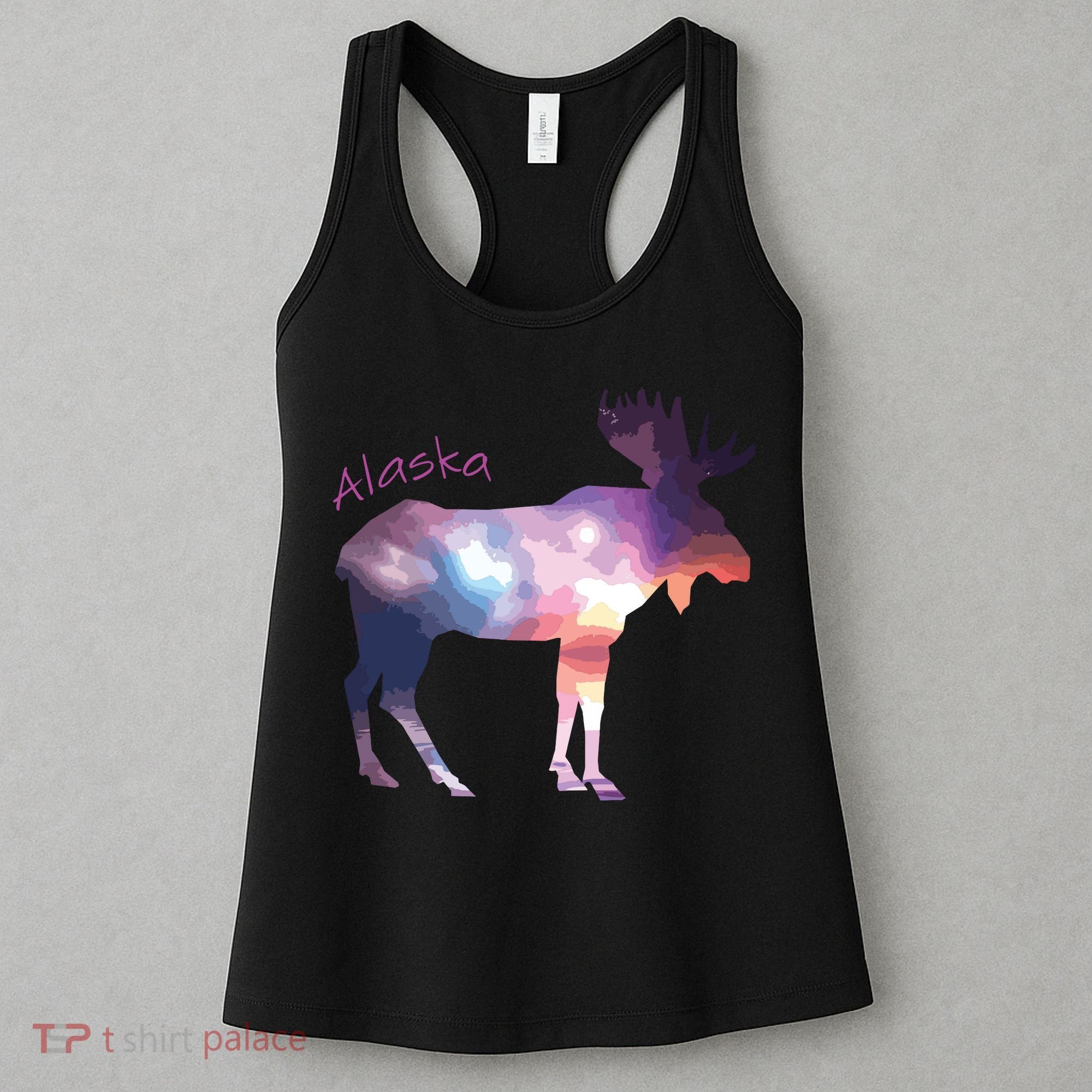 Alaska Moose Within The Borealis And The Polar Sky Women's Tank Top