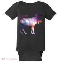 Alaska Moose Within The Borealis And The Polar Sky Baby Bodysuit thumb 0