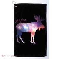 Alaska Moose Within The Borealis And The Polar Sky Golf Towel thumb 0