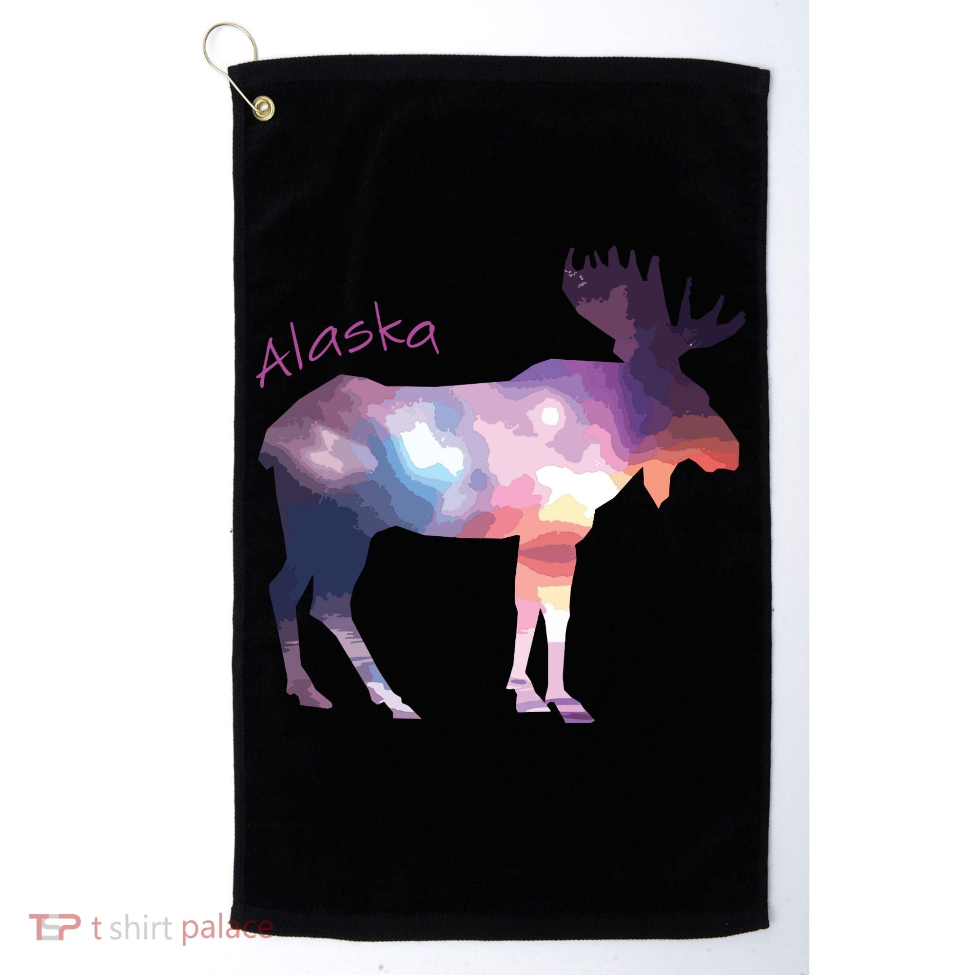 Alaska Moose Within The Borealis And The Polar Sky Golf Towel