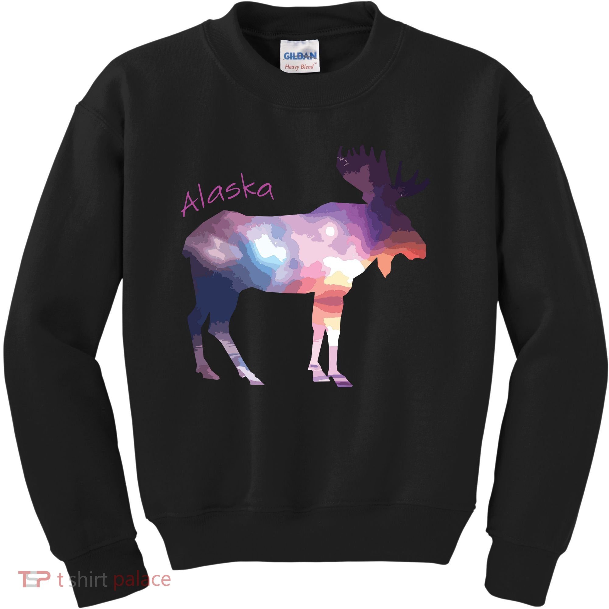 Alaska Moose Within The Borealis And The Polar Sky Kids Sweatshirt
