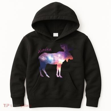 Alaska Moose Within The Borealis And The Polar Sky Kids Hoodie