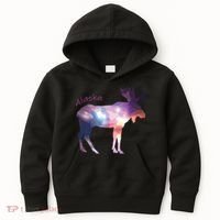Alaska Moose Within The Borealis And The Polar Sky Kids Hoodie thumb 0