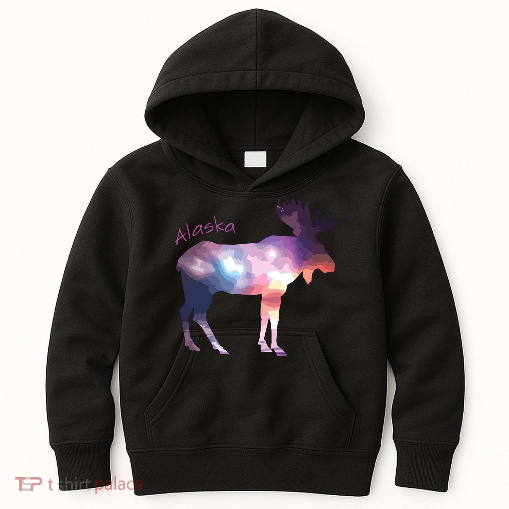 Alaska Moose Within The Borealis And The Polar Sky Kids Hoodie