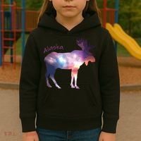 Alaska Moose Within The Borealis And The Polar Sky Kids Hoodie thumb 3