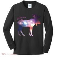 Alaska Moose Within The Borealis And The Polar Sky Kids Long Sleeve Shirt thumb 0