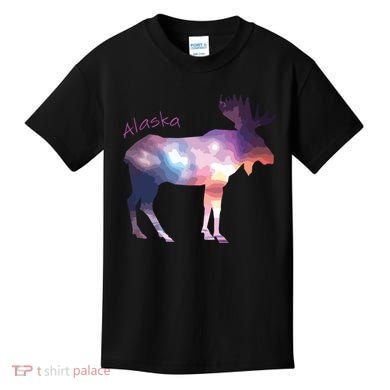 Alaska Moose Within The Borealis And The Polar Sky Kids T-Shirt