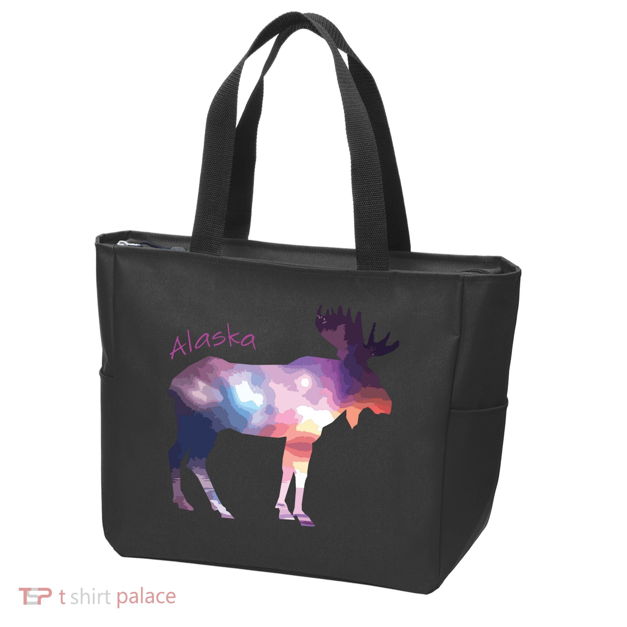 Alaska Moose Within The Borealis And The Polar Sky Tote Bag