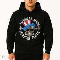 American Made With Genuine Mexican Parts Skull Hoodie thumb 2