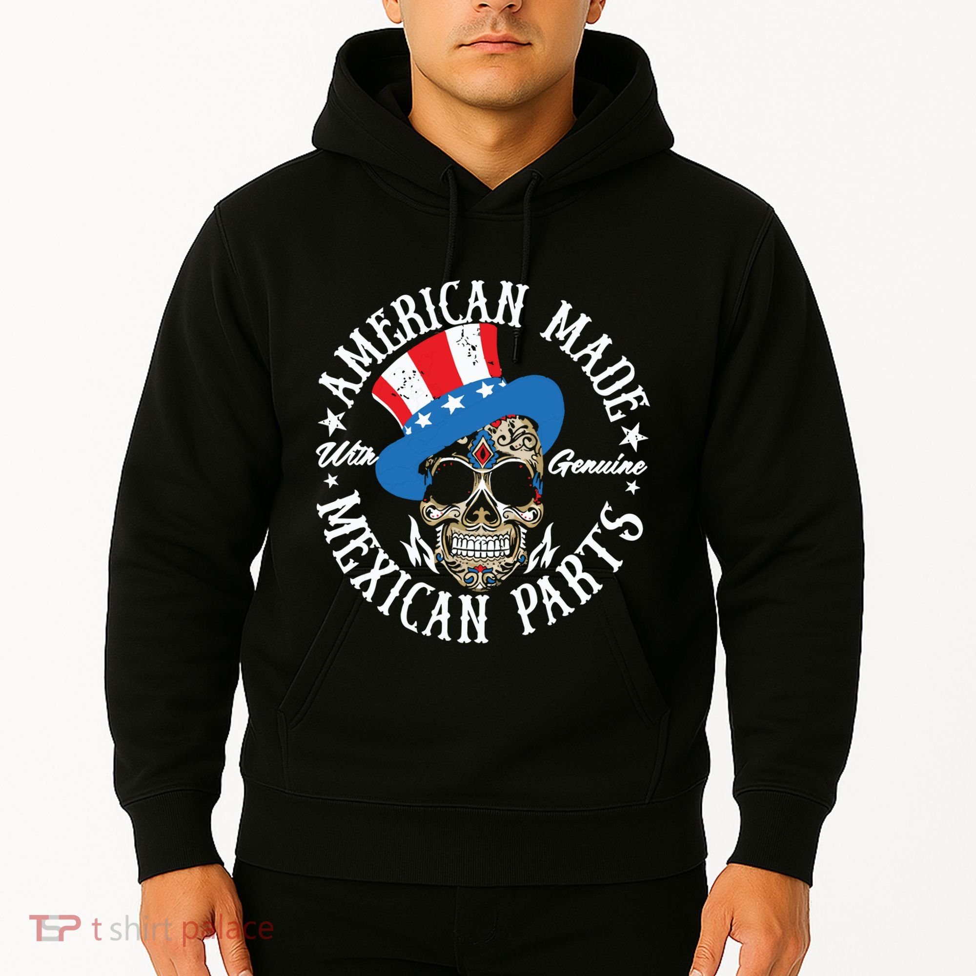 American Made With Genuine Mexican Parts Skull Hoodie