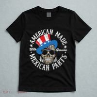 American Made With Genuine Mexican Parts Skull T-Shirt thumb 5