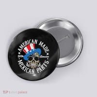 American Made With Genuine Mexican Parts Skull Button thumb 0