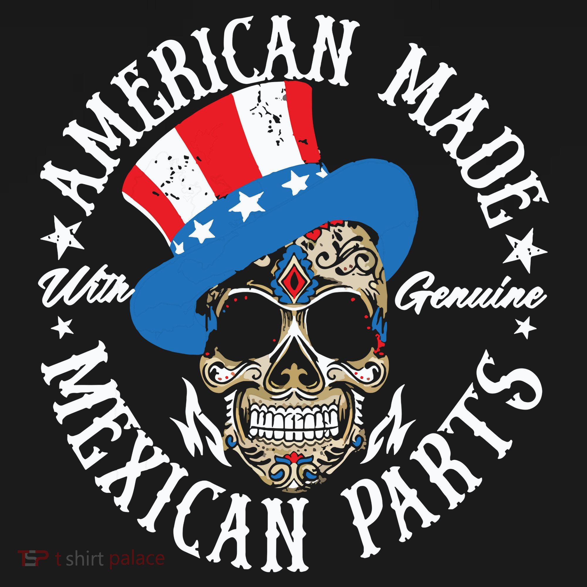 American Made With Genuine Mexican Parts Skull Women's Hoodie