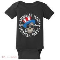 American Made With Genuine Mexican Parts Skull Baby Bodysuit thumb 0