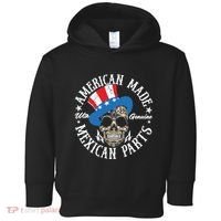 American Made With Genuine Mexican Parts Skull Toddler Hoodie thumb 0