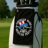 American Made With Genuine Mexican Parts Skull Golf Towel thumb 2