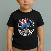American Made With Genuine Mexican Parts Skull Toddler T-Shirt thumb 2
