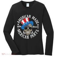 American Made With Genuine Mexican Parts Skull Women's Long Sleeve Shirt thumb 0