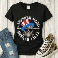 American Made With Genuine Mexican Parts Skull Women's T-Shirt thumb 3