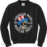 American Made With Genuine Mexican Parts Skull Kids Sweatshirt thumb 0