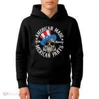 American Made With Genuine Mexican Parts Skull Kids Hoodie thumb 4