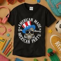American Made With Genuine Mexican Parts Skull Kids T-Shirt thumb 3