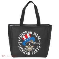 American Made With Genuine Mexican Parts Skull Tote Bag thumb 0