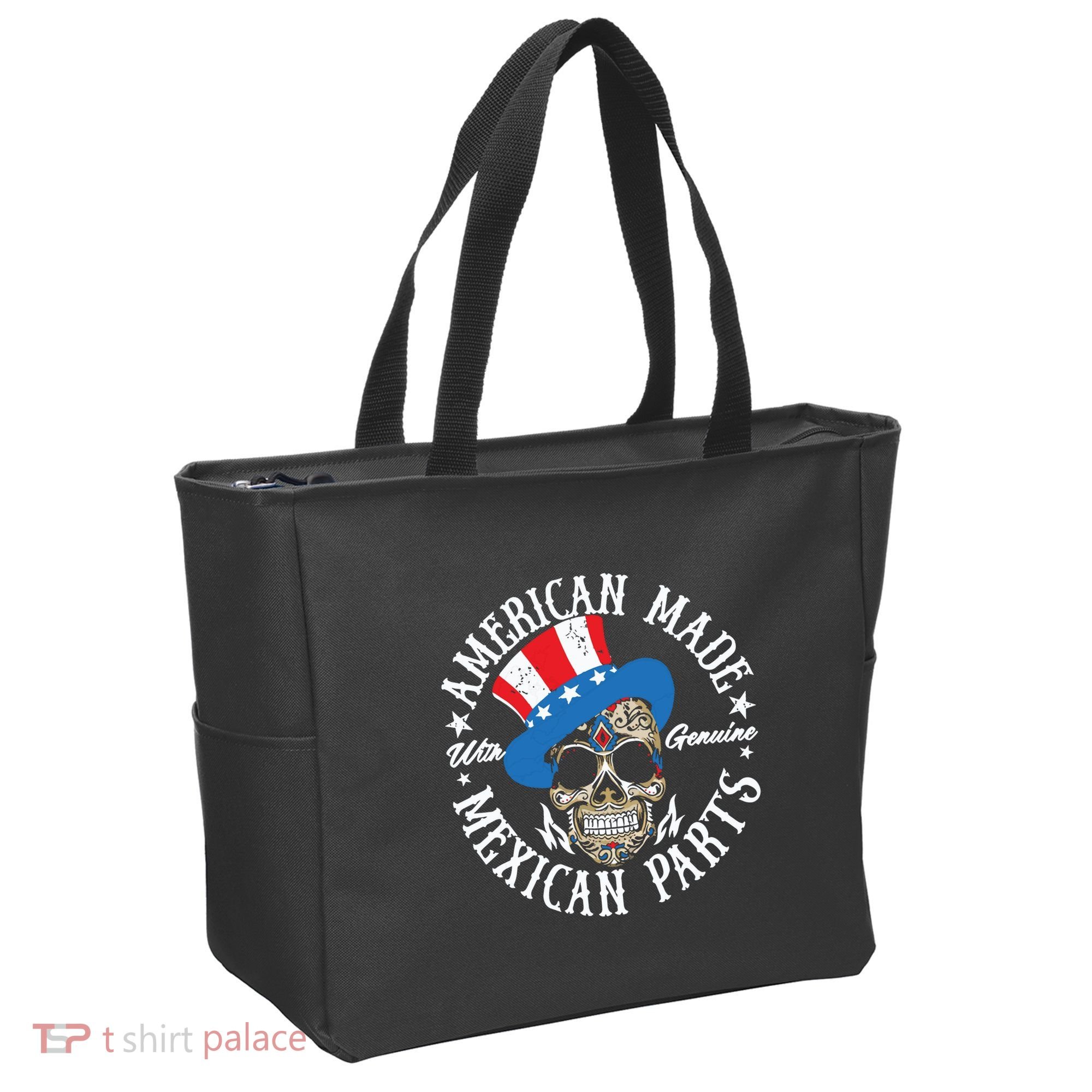 American Made With Genuine Mexican Parts Skull Tote Bag