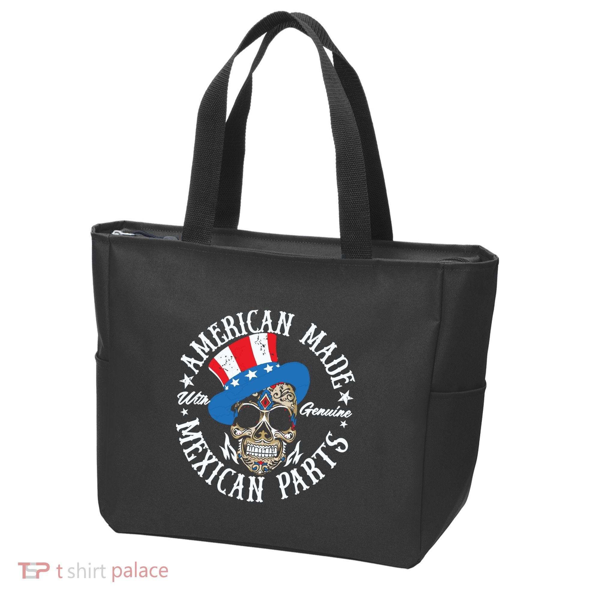 American Made With Genuine Mexican Parts Skull Tote Bag