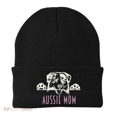 Aussie Mom With Australian Shepherd Dog Funny Gift Beanie