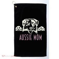 Aussie Mom With Australian Shepherd Dog Funny Gift Golf Towel thumb 0